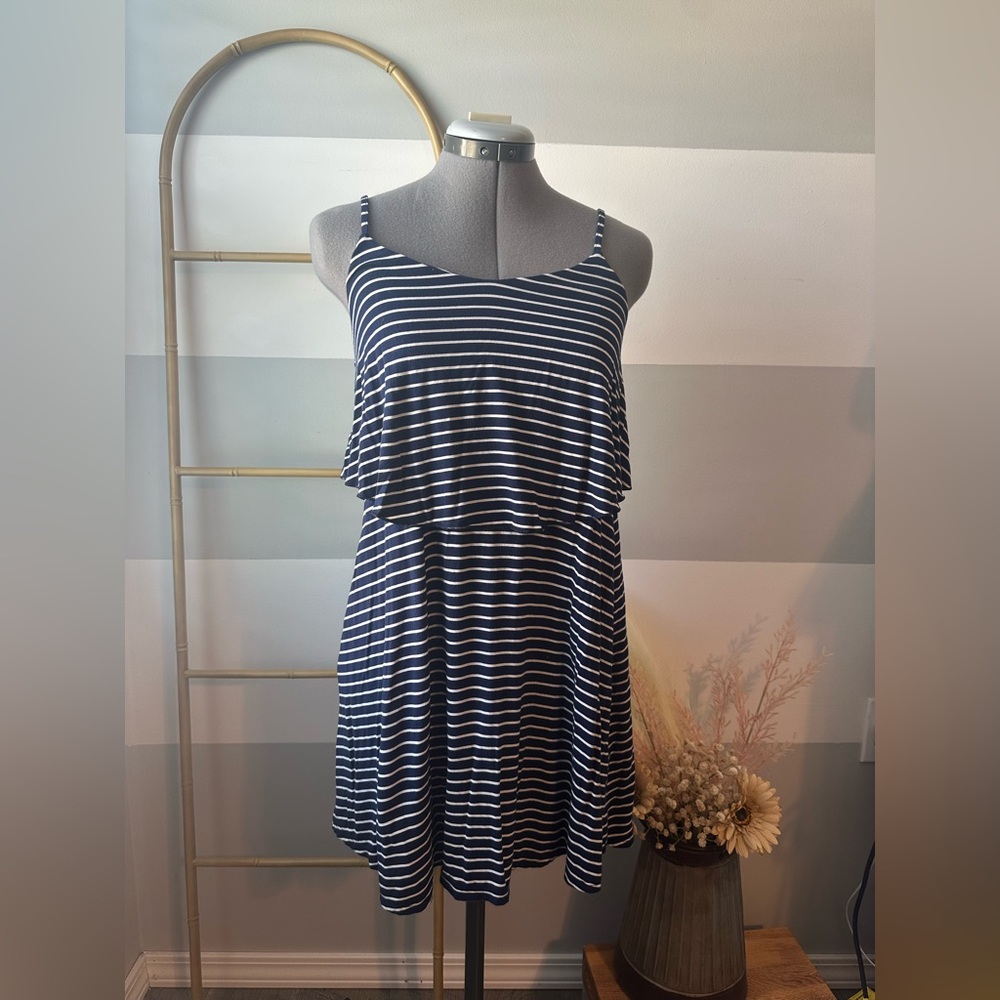 American Eagle Outfitters Navy and White Striped Dress